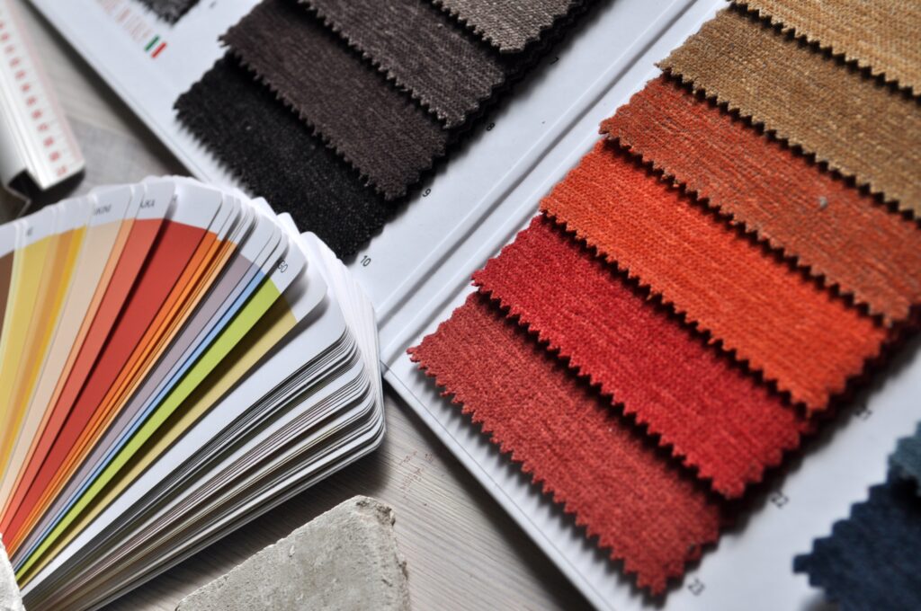 Close up photo of fabric color pallet