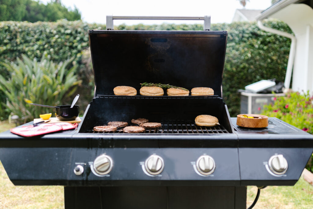 Cooking burgers on the grill