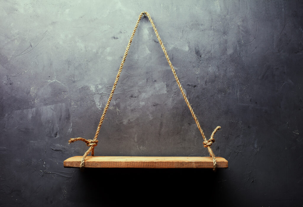 Empty old wood shelf