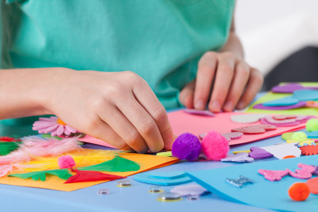 Little boy making crafts