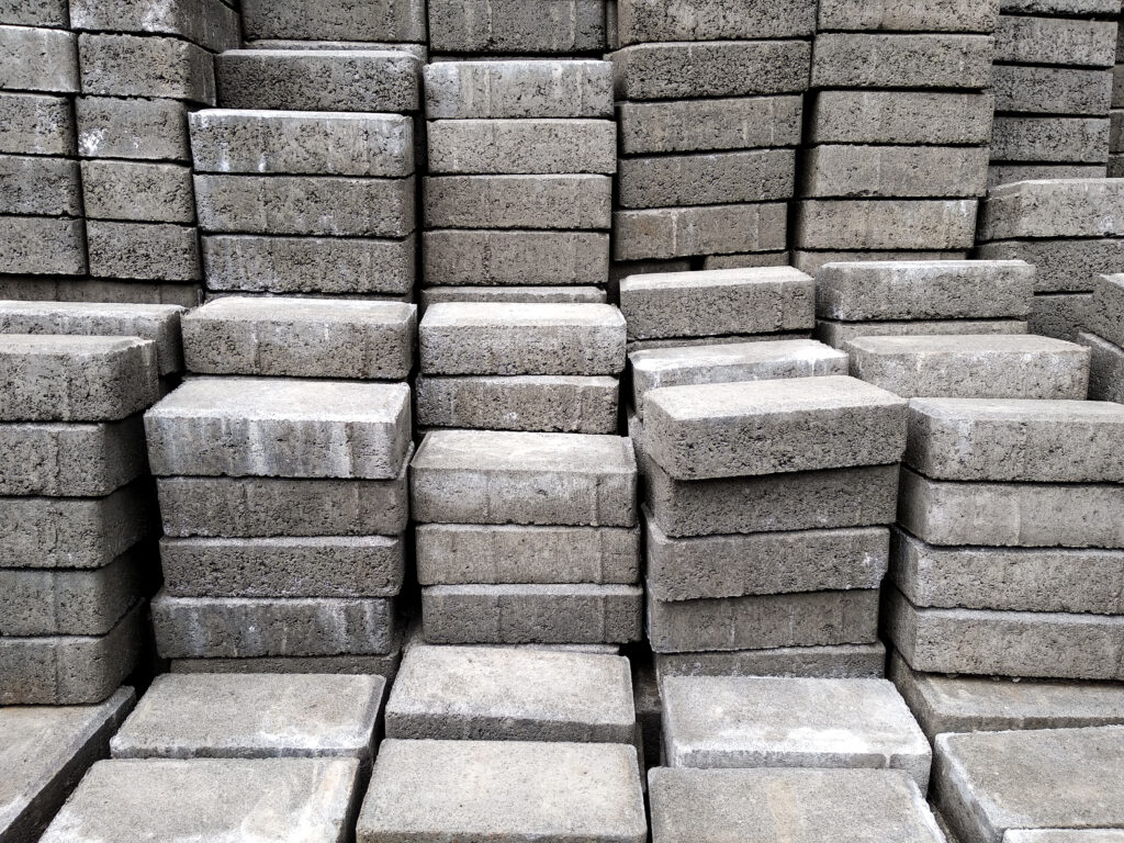 stack of concrete pavers or concrete block