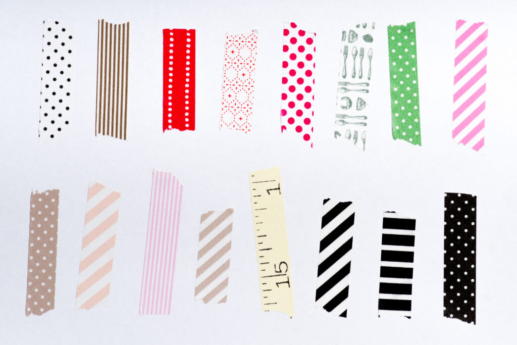 Washi tape, masking tape pieces isolated.