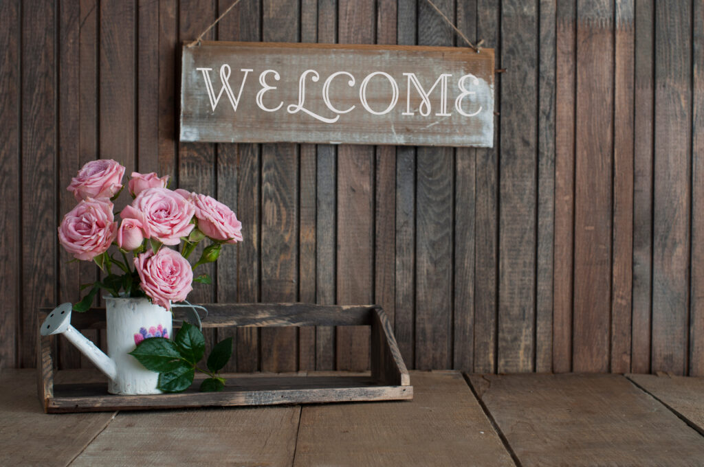 Wooden sign Welcome