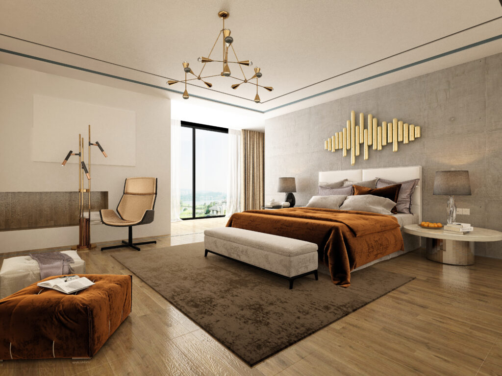 3d render Nordic style bedroom