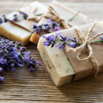 Bars of handmade soap with lavender