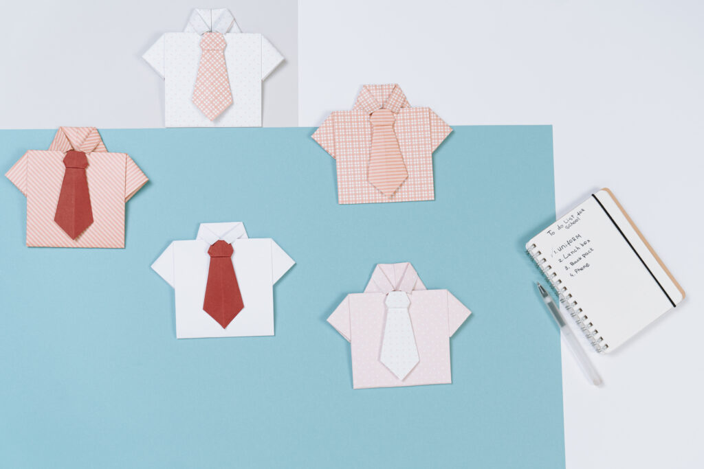 Shirt and tie origami