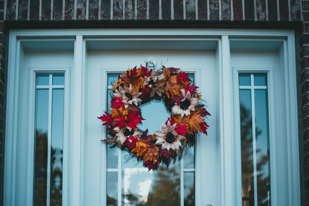 Autumn wreath on doors