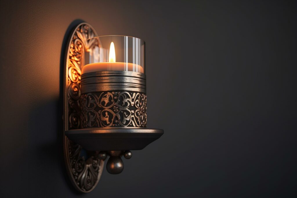 Decorative wall sconce with candle holder, home decor concept, isolated on a white background, generative ai