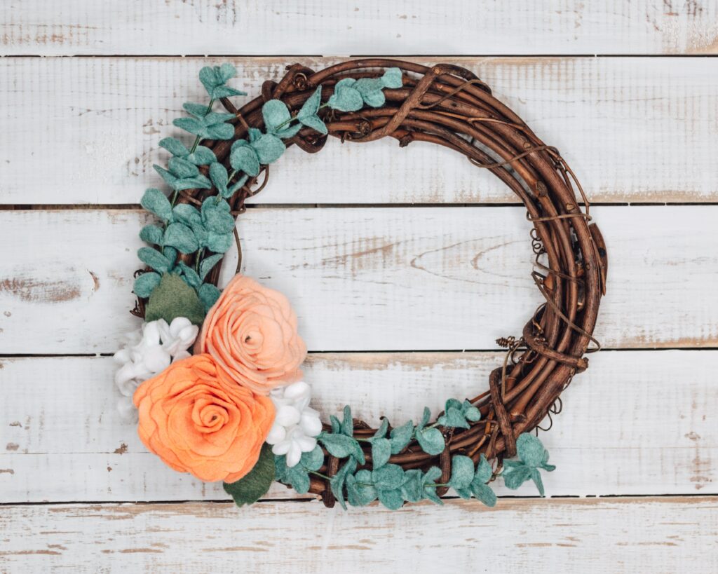 Peach Felt Floral Wreath