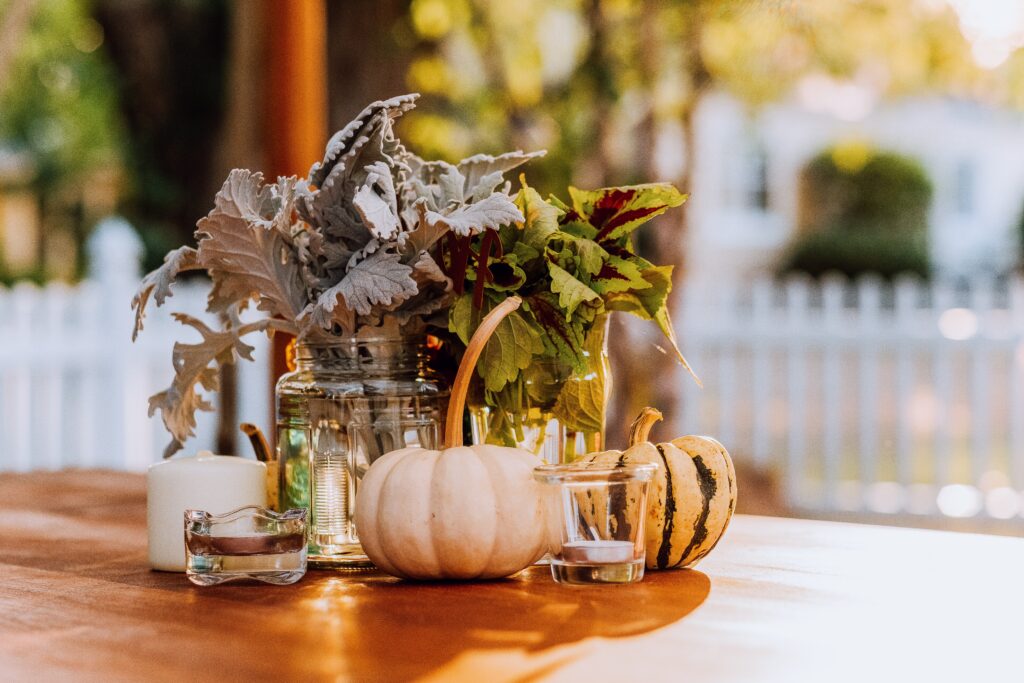 Rustic Gold Hour Fall Pumpkin Tablescape