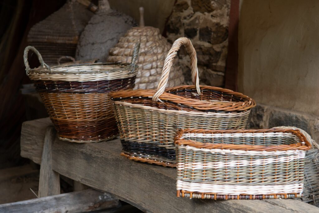 Different wicked baskets in the warehouse