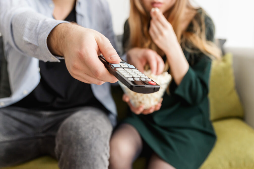 Man holding remote control