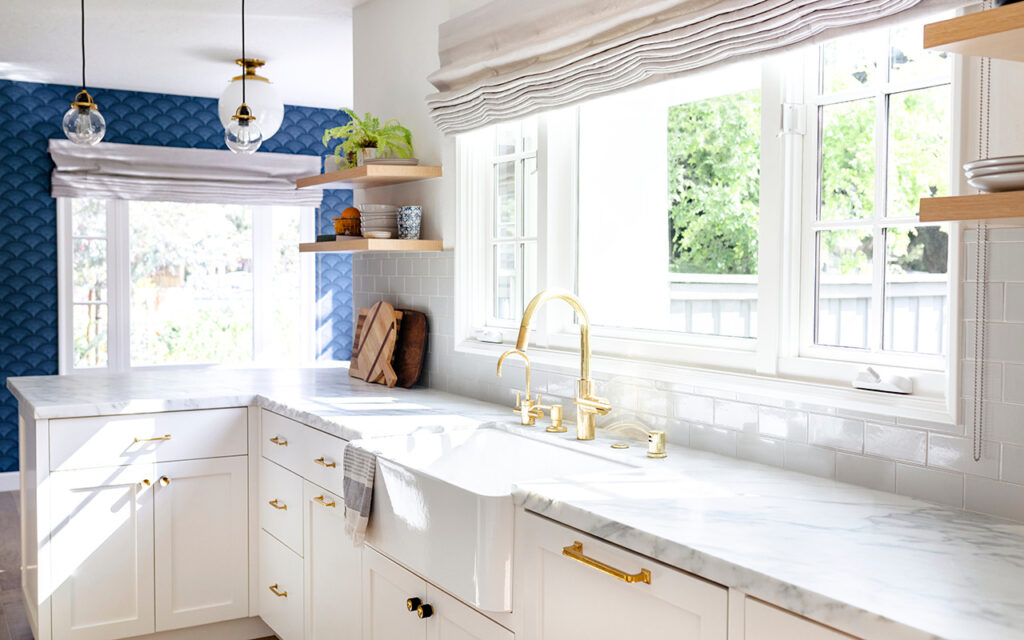 Bright kitchen with open windows