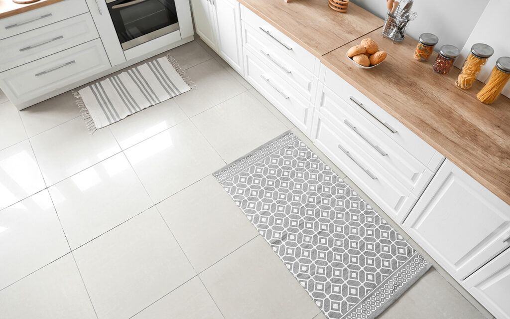 Clean kitchen tile floor