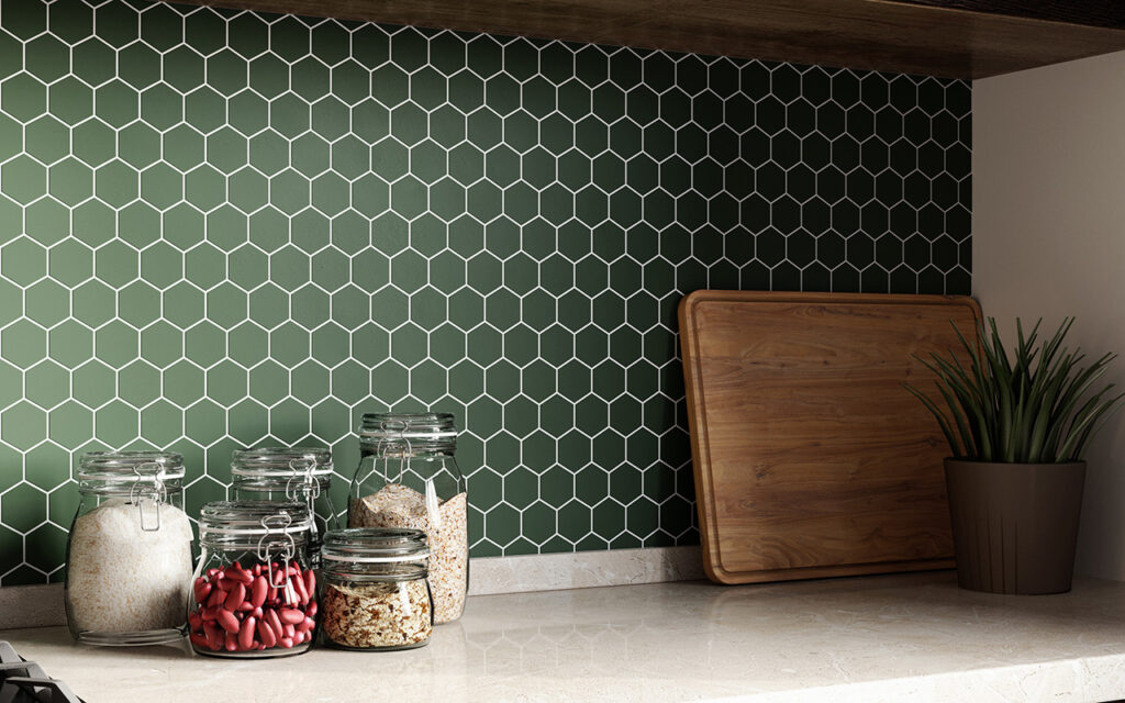 Close up of kitchen backsplash