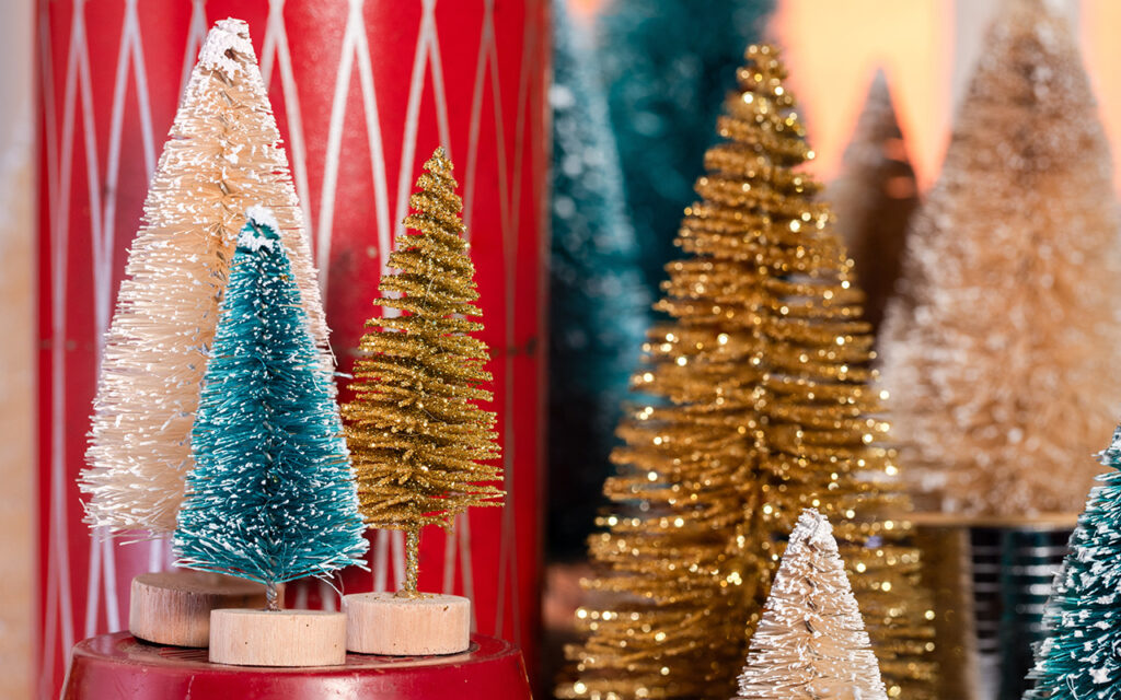 Sparkly miniature Christmas trees