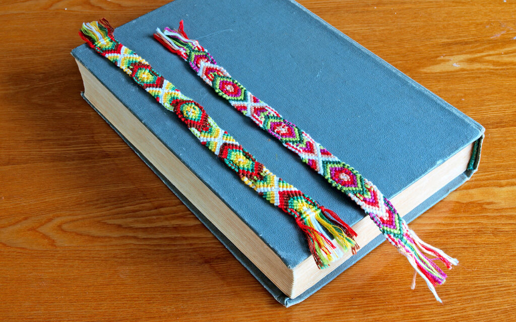 Colorful yarn bookmark