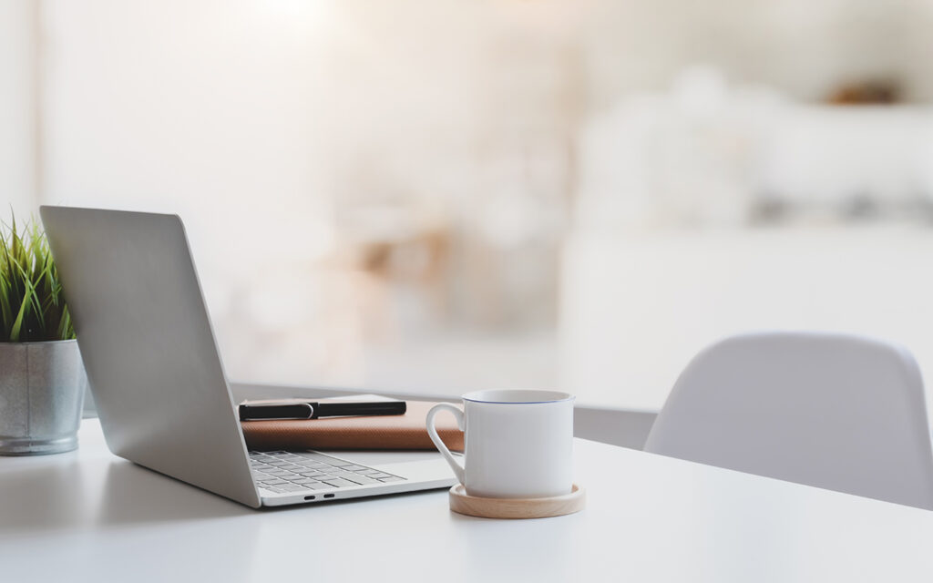 Plain white desk