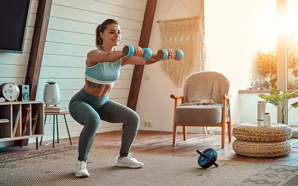 Woman working out at home