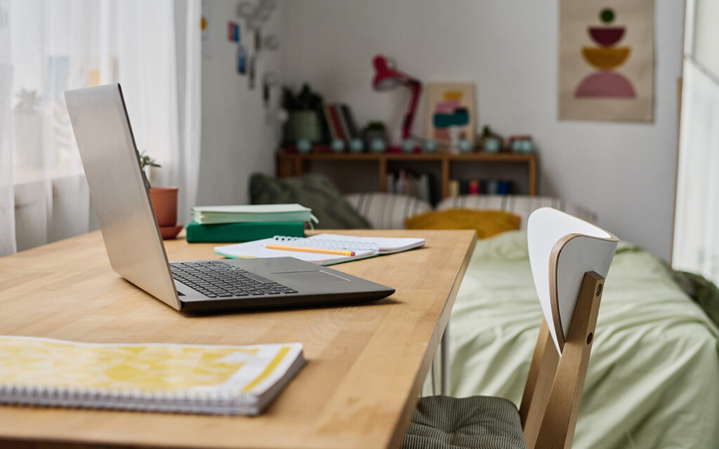 Desk in a bedroom