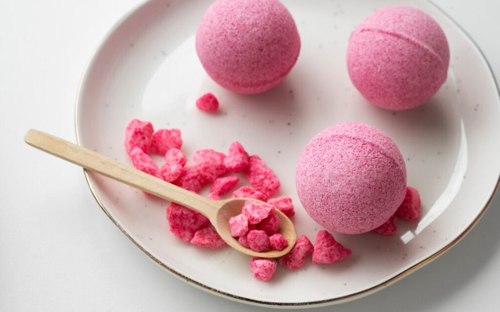 pink DIY bath bombs