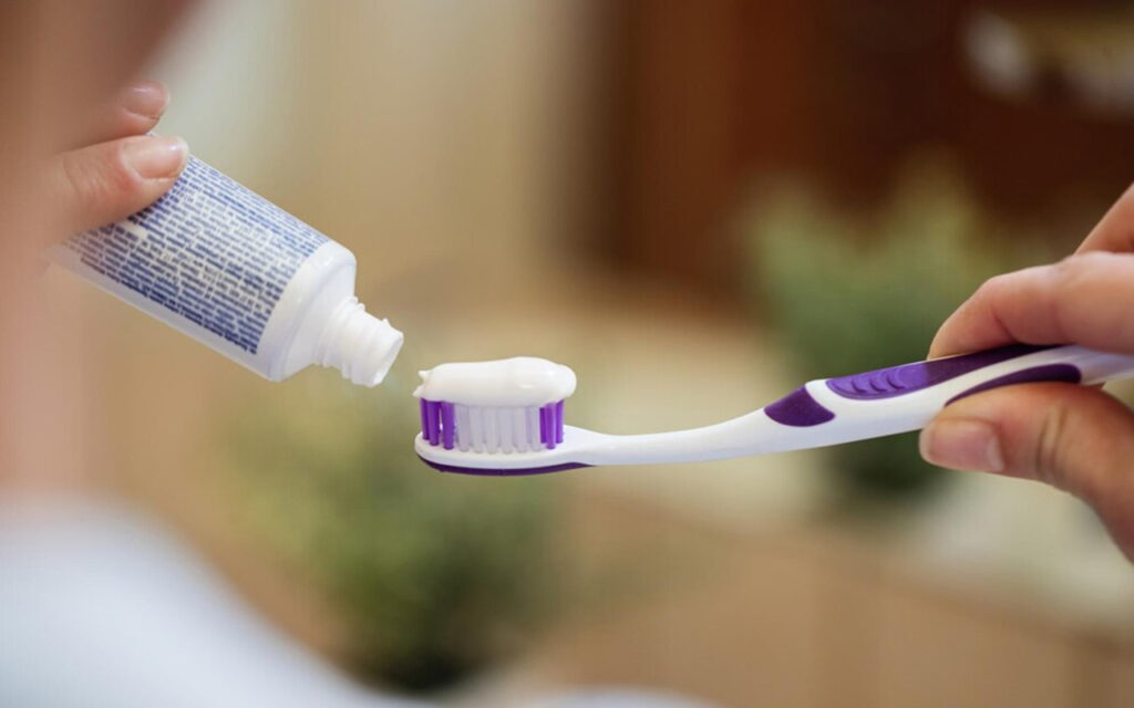 Toothpaste on a toothbrush 