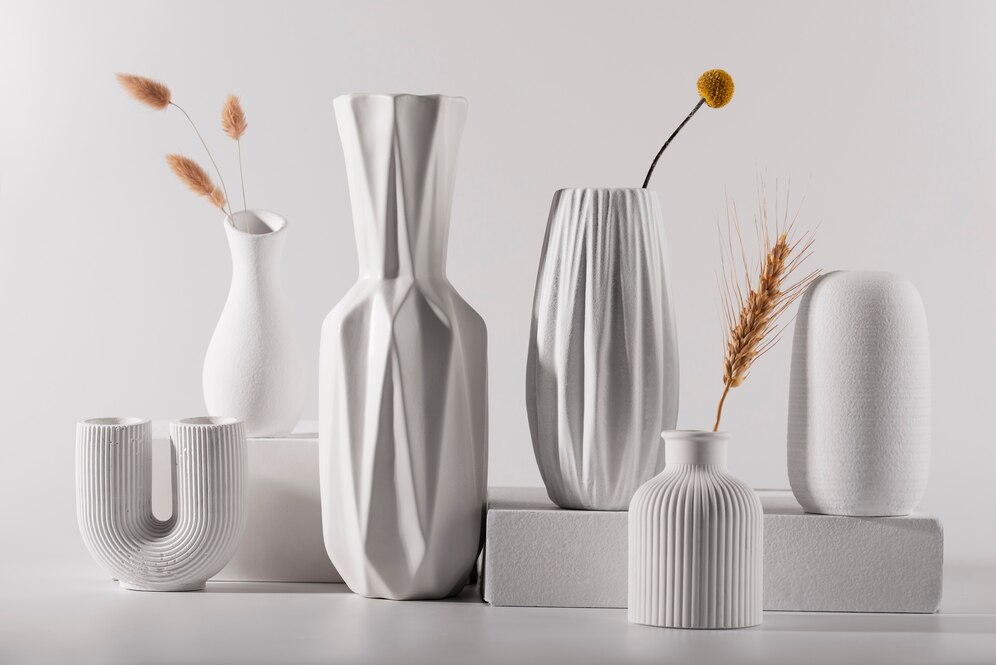 white vases