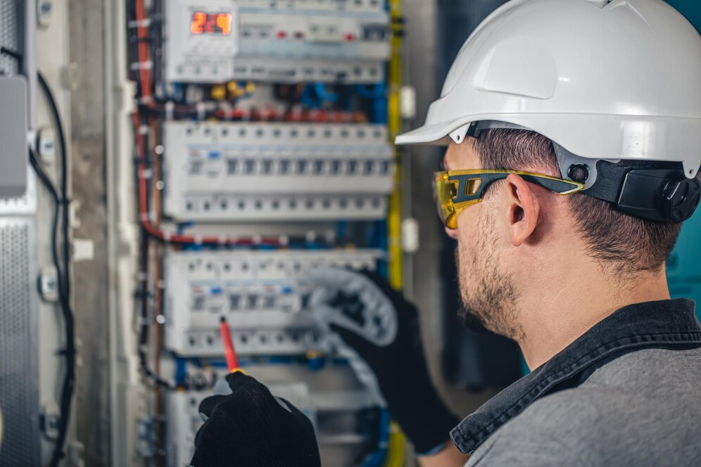 Electrician working with tools 