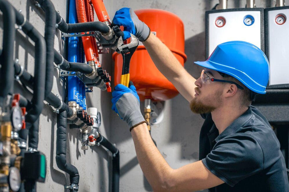 Man doing maintenance with a wrench 