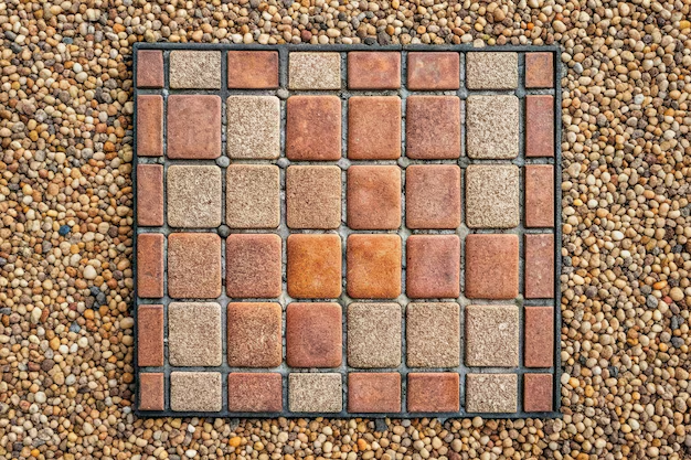 Concrete Tiles with Inlaid Pebbles