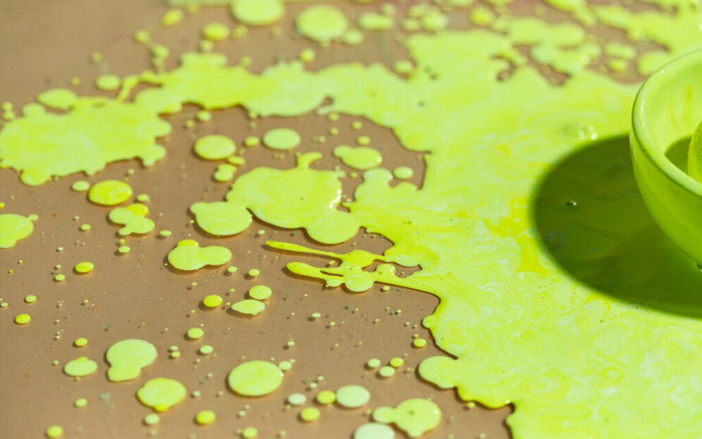 Green paint spill