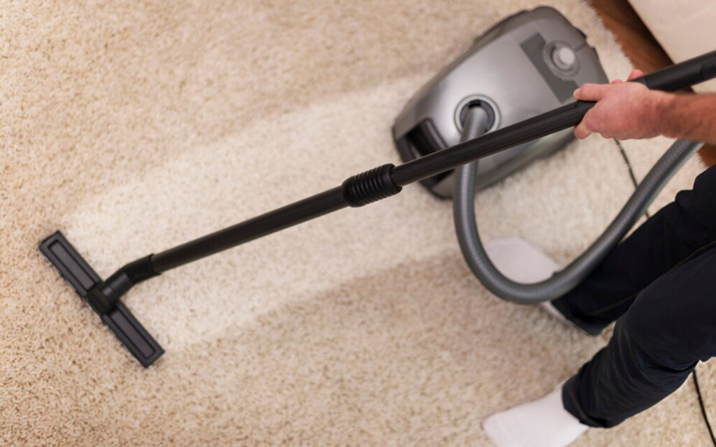 Steam cleaning a carpet