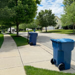 Trash bins on the curb