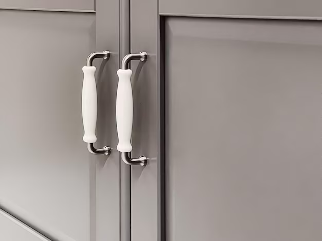 Handles on a cabinet