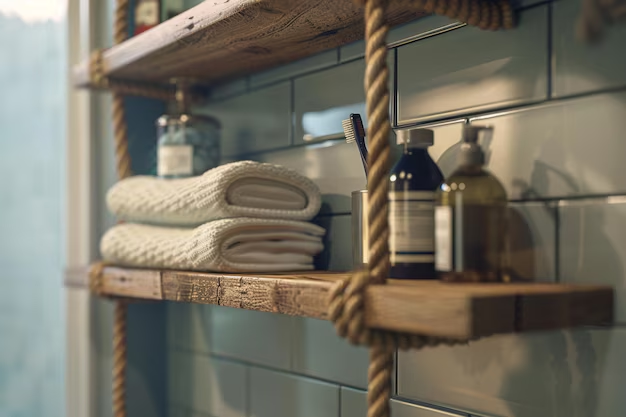Bathroom shelf with toiletries
