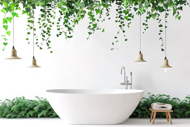 Bathtub surrounded by plants
