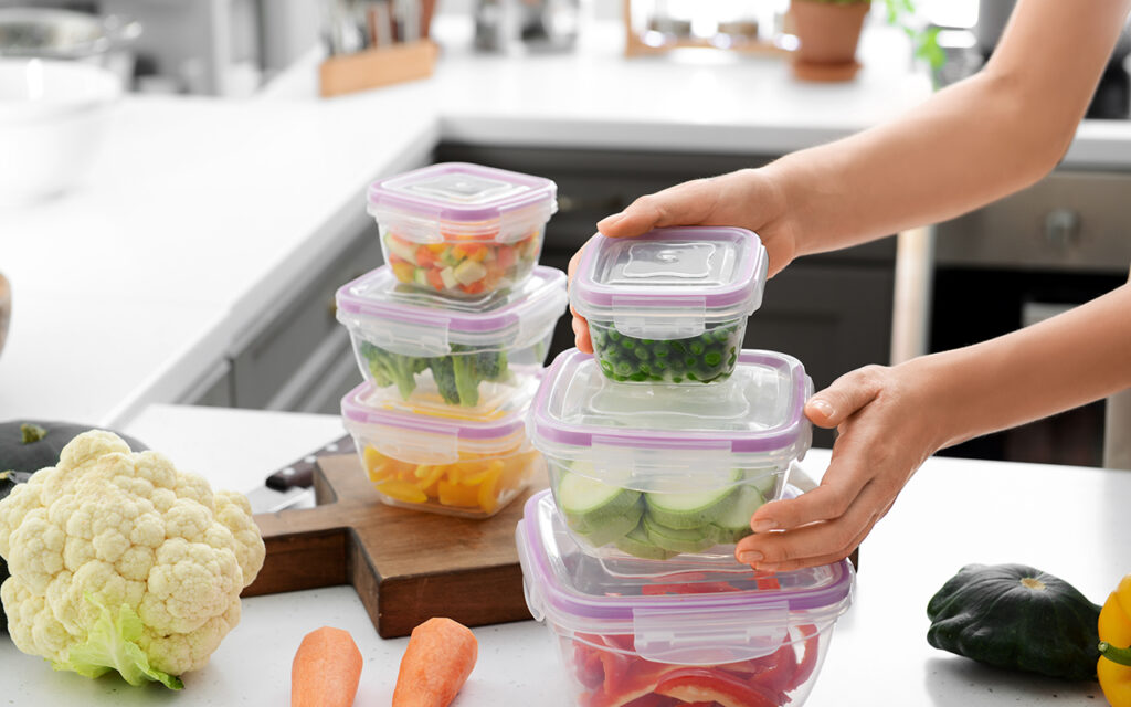 Tupperware containers filled with food