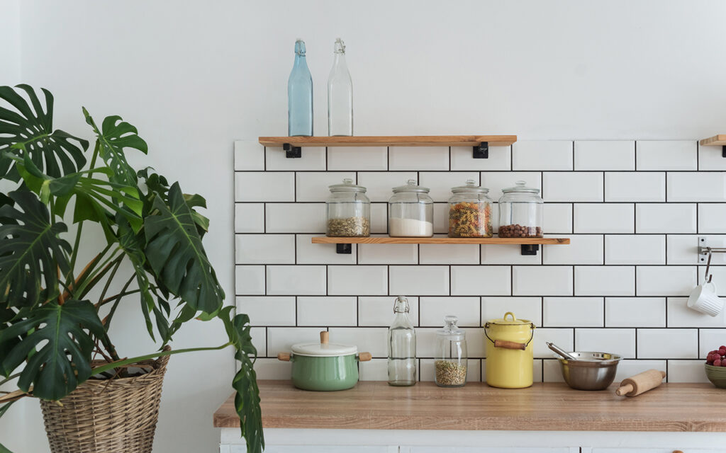 Shelves in kitchen