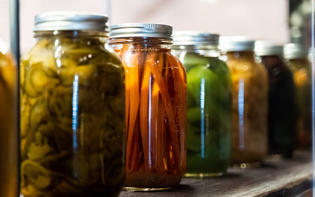 Preserved food in Mason Jars