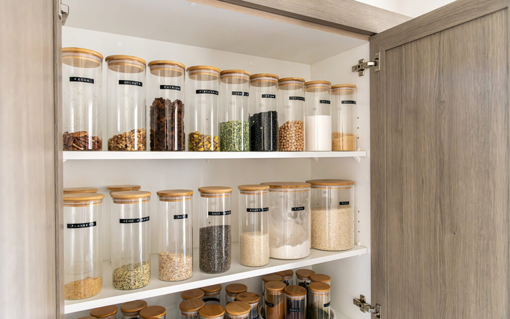 Labeled kitchen pantry