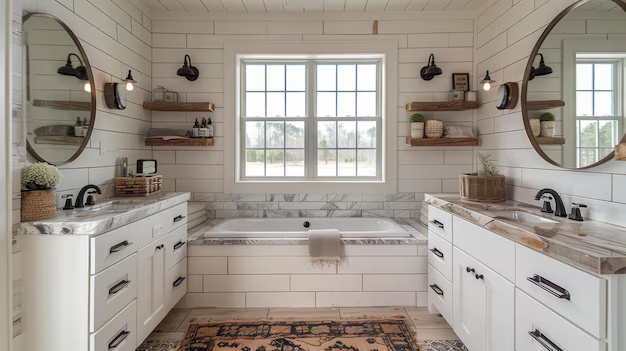 White tiled bathroom