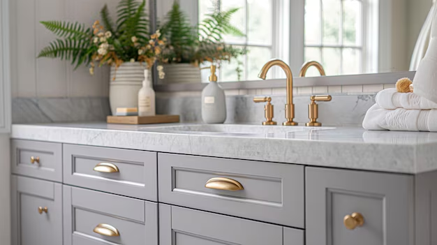 Bathroom with medal hardware