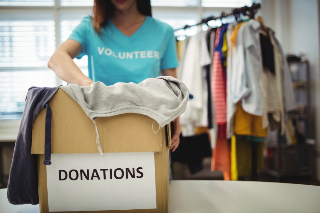 Cardboard box of donations