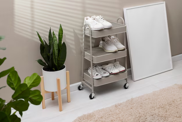 Shoe rack in an entryway