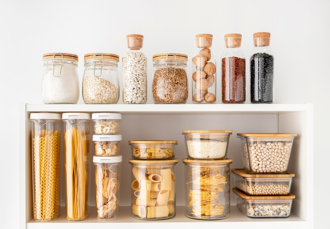 Organized pantry with dry foods