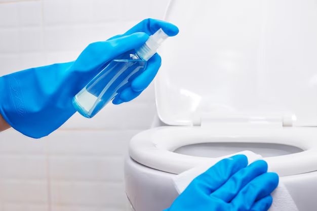 Person cleaning a toilet