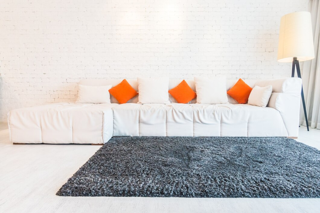 area rug by a couch