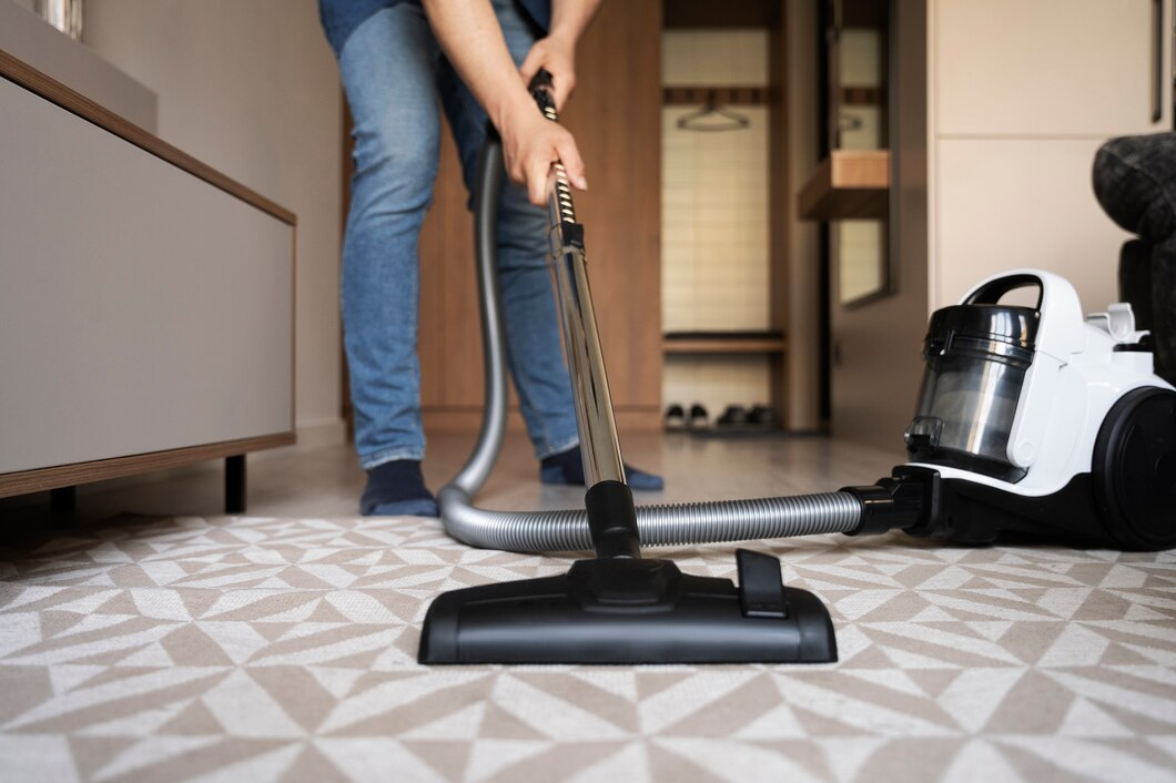 Man using a vacuum cleaner